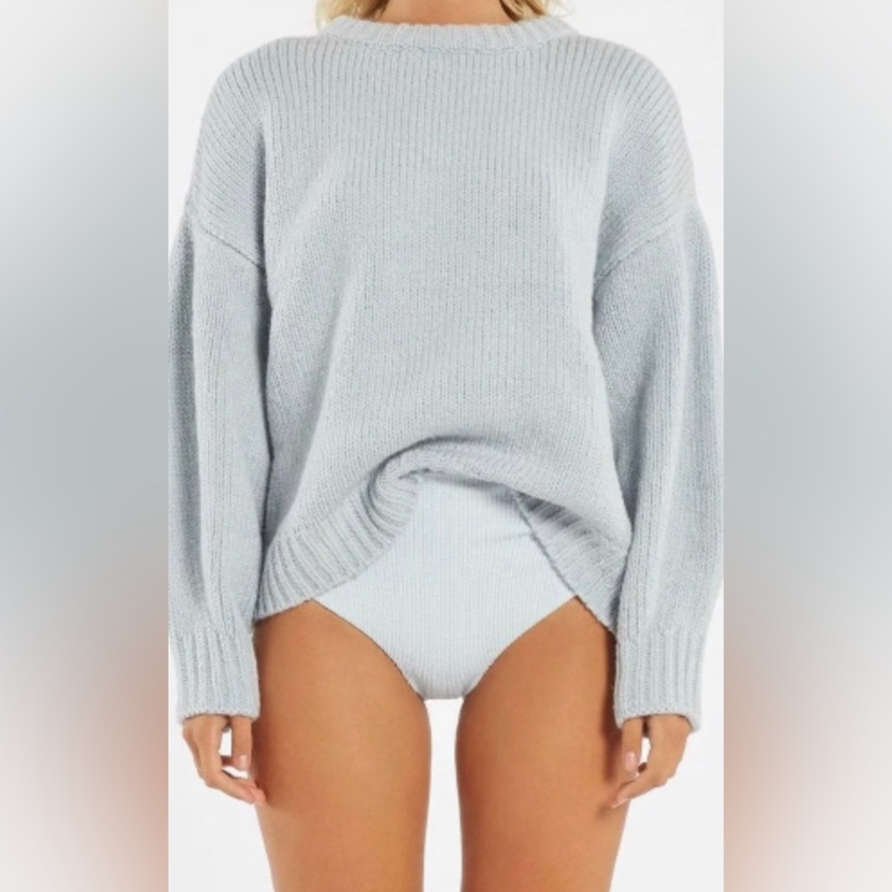 Zulu and Zephyr baby blue Sweater jumper knit wool fisherman French pastel MED